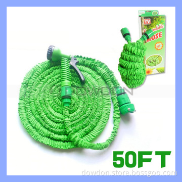 25ft/50ft/75ft/100ft Green Double Layer Latex Expandable Garden Water Hose with 7 in 1 Nozzle